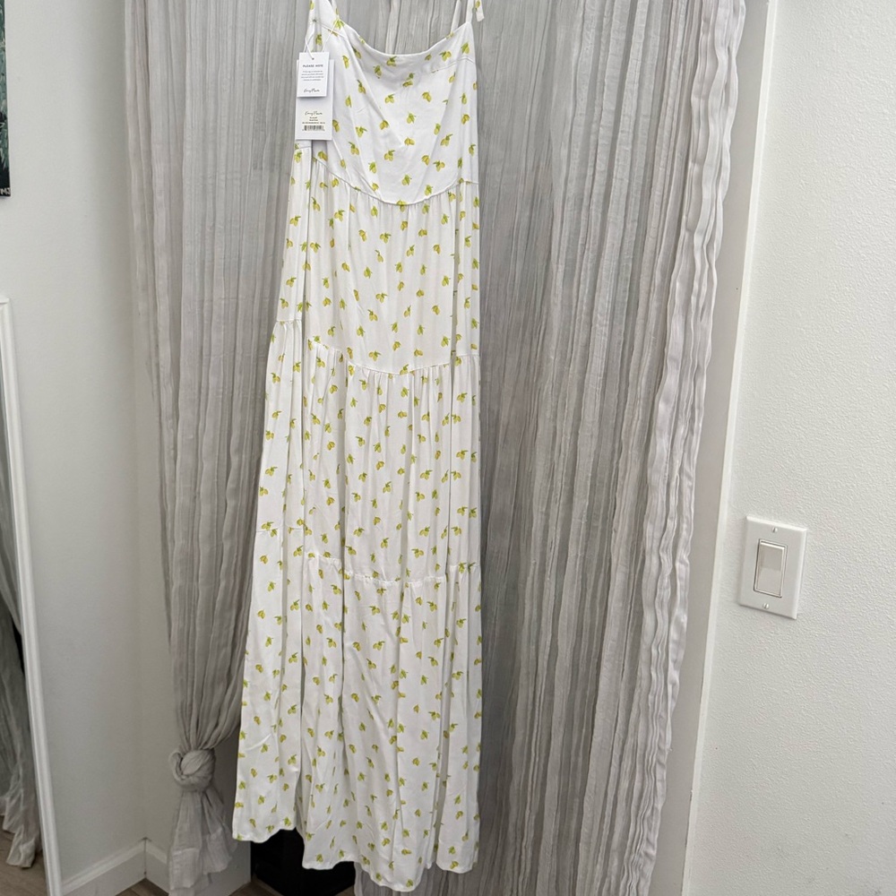 NWT Kenny Flowers Almalfi maxi Dress XL white with lemon print